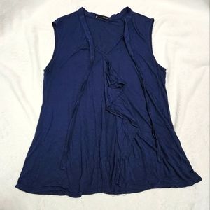 Blue Krisa Tie Front Sleeveless Top